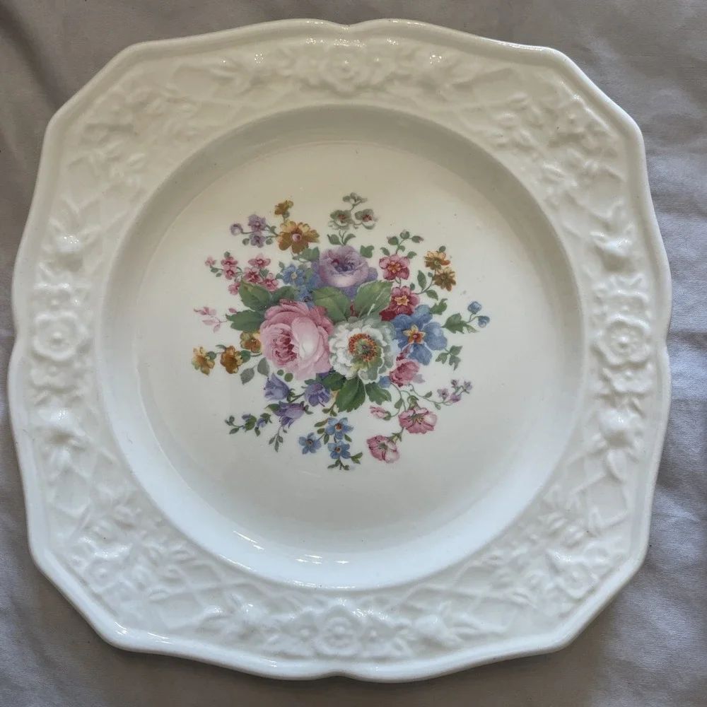 5 Briar Rose by‎ Salem SLM46 Embossed Rim Floral Motif Ivory 6